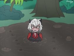 damsel_in_distress eternalzoroark female female_only helltaker malina_(helltaker) mud quicksand solo