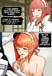 1boy 1girls 2koma after_oral ai_generated brother_and_sister corrin_(fire_emblem) corrin_(fire_emblem)_(male) cum cum_drip cum_in_mouth cum_on_body cum_on_breasts cum_on_face ejaculation english_text eyelashes facial fire_emblem fire_emblem_fates hairband handjob hetero incest instant_loss instant_loss_2koma nintendo nipples novelai one_eye_closed open_mouth oral oral_sex orange_eyes orange_hair penis penis_grab princess royalty sakura_(fire_emblem) siblings small_breasts stradiviolet testicles text thinking thought_bubble topless trembling veiny_penis