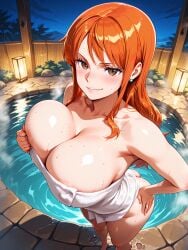 ai_generated alternate_ass_size alternate_body_type alternate_breast_size bathing bathroom beautiful beauty breasts clothed clothing droplets female female_focus female_only gigantic_ass gigantic_breasts huge_ass huge_breasts hyper hyper_breasts hyper_butt large_ass large_breasts long_hair mommy nagiotoai nami_(one_piece) one_piece open_eyes orange_eyes orange_hair public_bath public_bathroom solo solo_female solo_focus stretched_clothing tight_clothing toei_animation voluptuous voluptuous_body voluptuous_female water water_drop wavy_hair wet wet_body wet_breasts