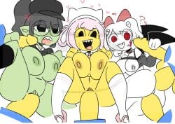 3girls 6boys ? ?? anal anger_vein areolae black_eyes black_hair black_hat black_shirt black_thighhighs black_wings bottomless bottomless_female breasts breasts_out cat_hat collarbone double_penetration female female_focus frostone gangbang green_nipples green_skin grey_nipples grey_shirt hair_rings handjob hat heart hearts_around_head huge_breasts mostly_nude navel necktie nipples noob_(roblox) oerba_yun_fang open_mouth orgy penetration pink_hair pink_necktie pink_shoes pointy_ears ponytail pussy red_choker red_eyes roblox roblox_avatar robloxian sex sharp_teeth shirt shirt_lift short_hair simple_background small_breasts spread_legs sweat teeth thick_thighs thighhighs thighs tongue vagina vaginal vaginal_penetration vaginal_sex white_background white_hair white_hat white_shirt white_skin white_thighhighs wings yellow_nipples yellow_skin