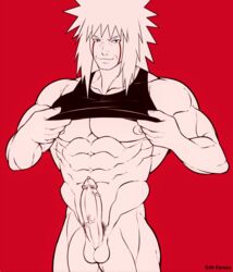 1boy abs bara gay jiraiya karazumaster male male_only muscles naruto pecs penis yaoi