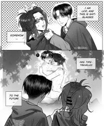 attack_on_titan caught caught_in_the_act clothed clothes clothing crying crying_with_eyes_open dickgirl dominant_female domination_loss e25rrq eyepatch fucked fucked_senseless fucked_silly futa_on_male futanari glasses hange_zoe hanji_zoe implied_futa implied_futanari larger_male levi_ackerman meme meme_reference naked naked_female naked_male nude nude_female nude_male older_male ponytail shingeki_no_kyojin short_hair shorter_male smaller_male submissive_male taller_female tears time_travel twink younger_female