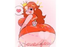 big_ass big_thighs bite bite_mark bite_marks bubble_ass bubble_butt butt_bigger_than_head butt_bigger_than_torso butt_focus crown edit edited edited_screencap filter flower_in_hair friday_night_funkin gigantic_ass girlfriend_(friday_night_funkin) heart huge_thighs looking_at_viewer looking_back looking_pleasured momiji_(artist) mommy mommy_gf no_background red_hair resized speech_bubble sticker wink winking_at_viewer
