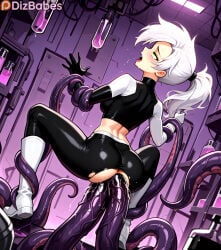 ai_generated dizbabes stable_diffusion nickelodeon danny_phantom dani_phantom skin_tight crop_top midriff white_hair green_eyes ponytail mascara makeup lipstick mismatched_gloves boots 1girl 1girls open_mouth surrounded_by_tentacles tentacle tentacles tentacle_sex vaginal vaginal_penetration tentacle_in_pussy torn_clothes spread_legs tentacle_around_leg moaning head_tilt torogao m_legs w_arms double_penetration tentacle_in_ass anal anal_penetration back ass suspended lifted_by_tentacles suspended_congress