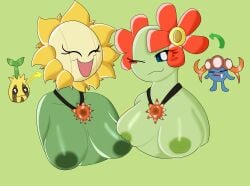 bellossom big_breasts breasts females flower flower_girl gloom necklace nintendo plant_girl plants pokémon_(species) pokemon pokemon_(species) stone stone_collar stone_necklace sun_stone sunflora sunkern sunnypawsy