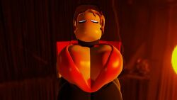 1girls 3d 7ths1n animated areolae blush breasts breasts_out clothing female female_only hair_bun nipples no_sound revealing_breasts roblox robloxian short_playtime shorter_than_10_seconds survivor_(mermio) tagme video