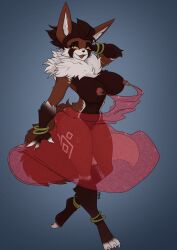 2026 ailurid anthro bandai_namco big_breasts breasts brown_body brown_fur brown_hair canid canine clothing digimon digimon_(species) dress female fluffy fluffy_tail fur hi_res ineffective_clothing mammal multicolored_body multicolored_fur neck_tuft nipple_piercing nipple_piercing_dress nipple_ring nipples orange_sclera piercing pink_nipples red_panda renamon ring_piercing solo tabitha_(mystic) tail translucent translucent_clothing translucent_dress tuft white_body white_fur yawg yellow_eyes