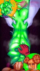 1girls 2boys aloekunyep big_penis breasts casolie_(aloekunyep) casolite chest dick digital_drawing digital_drawing_(artwork) dripping face_closeup gem gem_(species) giant_penis green_body green_eyes green_hair green_penis green_skin heart-shaped_pupils hyalite hyalite_(aloekunyep) mineral_humanoid naked oral oral_penetration oral_sex orange_dick orange_skin original_character precum radioactive smelly socks spiky_cock steacyite steacyite_(aloekunyep) steam steaming_body sweat sweaty threesome threesome_blowjob threesome_sex ultraviolet_light vaginal_penetration vaginal_sex