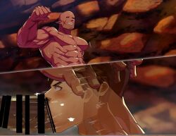 2boys abs bald balls bara beefy biceps big_areola big_black_cock big_penis black_sclera blowjob blush breasts brown_hair cave censor_bar censored censored_balls censored_penis completely_nude cross_scar dark_skin deepthroat duo erection fellatio gay giant grabbing grabbing_head grin happy_trail height_difference hi_res huge_cock hunk laugh long_penis looking_at_penis male male/male male_only manly mature_male monster moobs mosaic_censoring motion_blur muscles muscular muscular_arms muscular_back muscular_male navel nude oral oral_penetration oral_sex original original_character pecs penis penis_bigger_than_head pointy_ears pubic_hair rough_sex scar scar_on_face sex short_hair six_pack size_difference small_pupils standing teeth_showing thick_penis thrusting toirotto tongue_out tough_guy triceps tricked two_panel_image yaoi