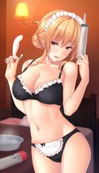 1girls aneros bedroom big_breasts enema enema_syringe female femdom imminent_anal maid maid_bikini maid_headdress solo suggestive tagme takocha