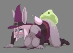 1girls 2019 animated anthro ass blush breasts clothing eyewear female furry glasses goo_creature hanging_breasts hat interspecies iris_cottontail lagomorph large_breasts mammal omegaozone rabbit sex simple_background slightly_chubby slime slime_monster smile thick_thighs wet wide_hips witch_hat