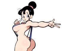 ai_generated ass big_breasts black_hair chichi dragon_ball dragon_ball_super dragon_ball_z female large_breasts mature_female milf mullon novelai single_hair_bun slingshot_swimsuit