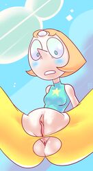 1girls anus aqua_eyes badrainbow big_areola blue_eyes breasts cartoon_network erect_nipples female female_only gem_(species) green_eyes huge_ass orange_hair pearl_(steven_universe) puffy_nipples pussy red_hair short_hair small_breasts solo steven_universe torn_clothes wide_hips