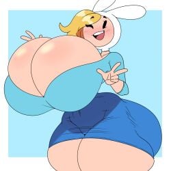 adventure_time big_breasts fionna_the_human_girl inakotho smile tagme thick_thighs v_sign wink