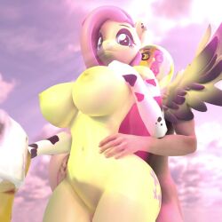 3d_(artwork) anthro boobs breasts fluttershy_(mlp) goatygloop melon penis tagme thigh_sex video