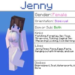 3d bisexual_(female) blue_eyes brown_hair character female iamcringe jenny jenny_jikan_(iamcringe) minecraft model nude tagme