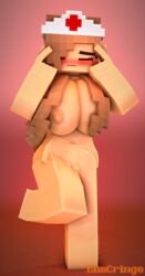 3d big_breasts brown_hair female iamcringe minecraft moriko nude nurse sofia_wellington_(iamcringe) tagme