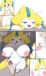 1boy 1girls belly belly_button big_breasts breasts cleavage clothed clothing creatures_(company) female game_freak generation_3_pokemon humor jirachi male menyang my700 mythical_pokemon nintendo nipples nude penis pokémon_(species) pokemon pokemon_(species) pokemon_rse pussy rule_63 vagina