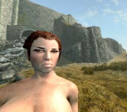 big_ass big_breasts boobs hulda looking_at_viewer nord pawg red_hair screencap screenshot skyrim