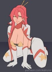 elbow_gloves gloves kalruna kneeling medium_breasts red_hair tagme tengen_toppa_gurren_lagann yoko_littner