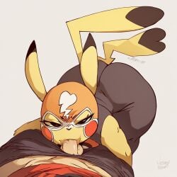 ai_generated blowjob fellatio pikachu pikachu_libre pokemon pokemon_(species) shortstack