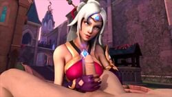 3d animated detailed_background duo faceless_male female geckoscave handjob lian_(paladins) male no_sound paladins penis straight video white_hair