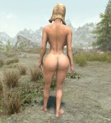 3d ass backboob big_ass blonde_hair female katla pawg red_hair screencap screenshot skyrim solo standing