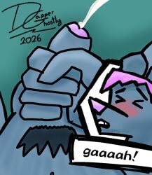 2026 animal_humanoid anthro blush dapper_ghostly ejaculation english_text flustered foreskin fur genitals glans grey_body grey_fur humanoid looking_pleasured male mammal mammal_humanoid masturbation murid murid_humanoid murine murine_humanoid orgasm penis pink_glans pubes rat rat_humanoid rodent rodent_humanoid sitting solo speech_bubble text watermark