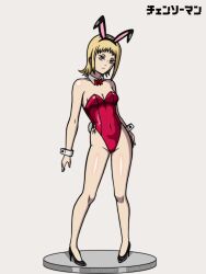 blonde_hair bunny_ears chainsaw_man djangoultra high_heels leotard playboy_bunny red_leotard sawatari_akane