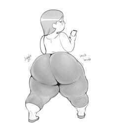 1girls big_ass cariss cartoon_network craig_of_the_creek cuddlecore female holding_phone looking_at_viewer looking_back phone tagme thick_ass warner_bros warner_brothers