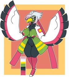 1girls 2017 anthro avian beak big_breasts bird breasts demonnyuu female female_only hair hair_ribbon nintendo nipples non-mammal_breasts nude original_character pokémon_(species) pokemon pokemon_gsc pussy ribbons simple_background smile solo standing thick_thighs video_games white_hair wide_hips wings xatu