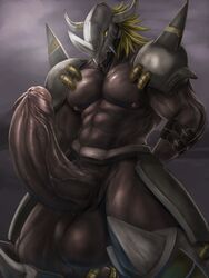 abs anthro balls biceps big_balls blackwargreymon digimon digimon_(species) erection huge_balls humanoid_penis hyper hyper_balls hyper_penis male male_only muscular muscular_male nipples pecs penis scalie solo uncut vein zex