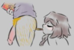 big_penis blush bnuyafterdark futanari hairy hairy_ass hairy_legs hairy_penis happy_female happy_sub oc pocky_game pocky_kiss pubic_hair touhou yukari_yakumo