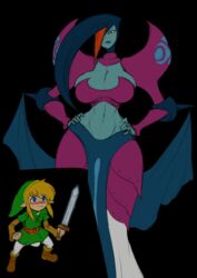 1boy angeldx bulge dmxwoops erection_under_clothes giantess gts hourglass_figure hylian link nintendo oracle_of_ages the_legend_of_zelda veran wide_hips