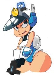 1girls ass big-e6 blue_eyes breasts female female_focus female_only gun hips large_ass mighty_switch_force patricia_wagon police policewoman robot robot_girl robot_humanoid thick_thighs thighs wayforward weapon wide_hips