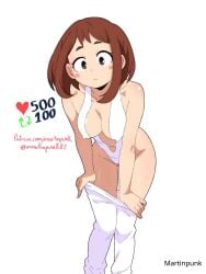 1girls 2d 2d_(artwork) 2d_artwork belly belly_button big_breasts bikini boku_no_hero_academia breasts brown-eyed_female brown-haired_female brown_eyes brown_hair busty busty_female busty_girl busty_teen collarbone curvaceous curvaceous_body curvaceous_female curvaceous_figure curvaceous_hips curvaceous_teen curvy curvy_body curvy_female curvy_figure curvy_hips curvy_teen dangling_breasts digital digital_art digital_drawing digital_drawing_(artwork) digital_media digital_media_(artwork) exposing exposing_self female female_focus female_only fingers groin hanging_breasts high_resolution highres hourglass_figure large_boobs large_breasts lean_figure leaning leaning_forward looking_at_viewer martinpunk medium_hair my_hero_academia narrow_waist navel nipple_bulge ochako_uraraka one-piece_swimsuit shoulders sidelocks simple_background slender_body slender_waist slim_waist solo standing swimsuit swimwear teenage_tits thighs undressing undressing_self upper_body uraraka_ochako white_background white_bikini white_one-piece_swimsuit white_swimsuit white_swimwear wide_hips