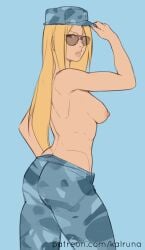 blonde_hair camo_pants hat kalruna original sunglasses topless topless_female