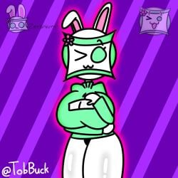 big_breasts cube_132_(geometry_dash) geometry_dash green_clothing green_eyes tobbuck white_body zeronium