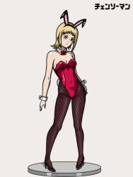 blonde_hair bunny_ears chainsaw_man djangoultra fishnet_pantyhose high_heels leotard playboy_bunny red_leotard sawatari_akane