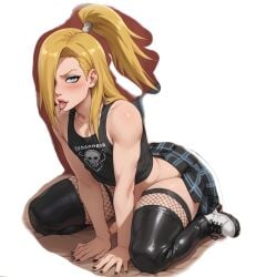 ai_generated anal big_ass blonde_hair blue_eyes crossdressing deidara english_text fat_ass femboy fishnets goth hair_over_one_eye legwear looking_at_viewer male_focus male_only naruto naruto_(series) naruto_shippuden piercing plaid_skirt prostitution sissy skirt small_penis smile thick_thighs tongue_out trap yaoi