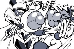 big_ass big_nipples breast_expansion breasts_bigger_than_head character_request clothed female huge_breasts huge_nipples hyper_breasts hypnosis mega_man mega_man_(character) no_bra no_underwear revealing_clothes robot robot_boy robot_girl sachasketchy sideass teasing