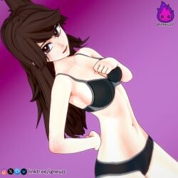 black_bra black_panties igneuzz jaiden jaiden_(jaiden_animations) jaiden_(vtuber) jaiden_animations jaidenanimations tagme