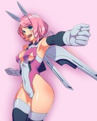 1girls alisa_bosconovitch alluring animal_ears blue_eyes cleavage female_focus gloves high_res jetpack medium_breasts namco open_mouth pink_hair rabbit_ears smile stockings tekken tekken_7 tekken_8 tekken_blood_vengeance tekken_tag_tournament_2