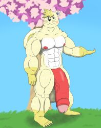 alythewolfcat animal_crossing anthro balls big_balls big_penis cherry_blossom flower fur genitals hi_res huge_balls huge_cock hyper hyper_balls hyper_genitalia hyper_penis male mammal marshal_(animal_crossing) muscular muscular_male nintendo penis plant prunus_(flower) rodent sciurid solo solo_male tree_squirrel yellow_body yellow_fur