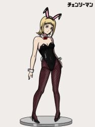 black_leotard blonde_hair bunny_ears chainsaw_man djangoultra fishnet_pantyhose high_heels leotard playboy_bunny sawatari_akane