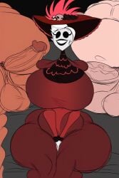 ai_generated ass_bigger_than_head ass_focus breasts_bigger_than_head clothed demon demon_girl dumptruck_ass female hazbin_hotel huge_breasts huge_cock hyper_ass hyper_penis maplecat penis rosie_(hazbin_hotel) teasing