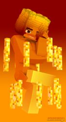 3d blaze_(minecraft) female female_only hell iamcringe minecraft monster monster_girl nether nude personification tagme yellow_body yellow_hair