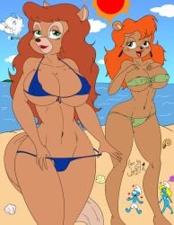 beach bikini cameltoe crossover jojocoso julie_bruin katie_dodd nipple_bulge nuemek smurf smurfette talespin the_smurfs tiny_toon_adventures