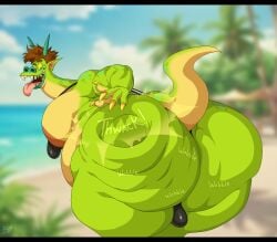 1anthro 1boy 1male anthro beach beach_background big_ass big_butt bobthetanuki bubble_ass bubble_butt dragon dragon_boy extrasizedbob fat_ass fat_butt hotel_transylvania jonathan_loughran male male_only slapping_ass slapping_butt slapping_own_ass slapping_own_butt sling_bikini sling_swimsuit slingshot_bikini slingshot_swimsuit sound_effects sticking_out_tongue sticking_tongue_out tongue tongue_out wobbling_ass wobbling_butt