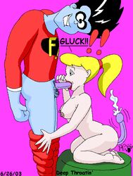 blonde_hair blue_eyes breasts_out cum cum_in_ass cum_in_mouth ejaculation ejaculation_while_penetrated female freakazoid freakazoid! hetero male male/female male_penetrating oral_penetration oral_sex orgasm out_of_wrong_hole pink_nipples pubic_hair sex steff steff_(freakazoid)